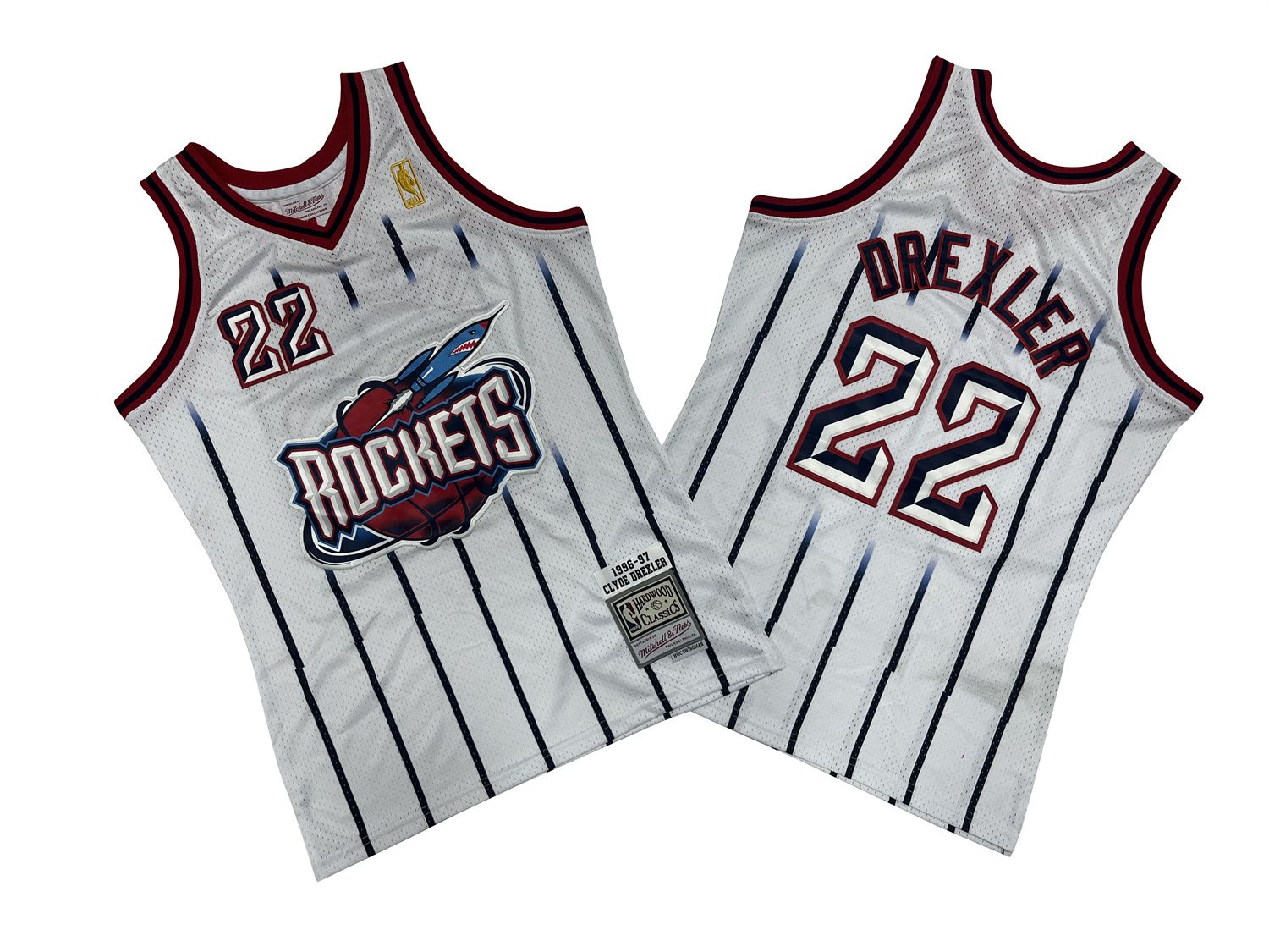 Men Houston Rockets 22 Drexler White Throwback NBA Jersey